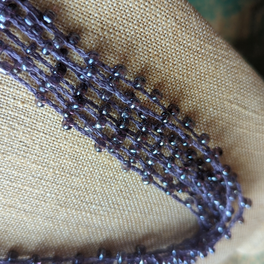 ETSY I NWT Handmade Beaded Purple Layered Crochet Necklace - Picture 3 of 11